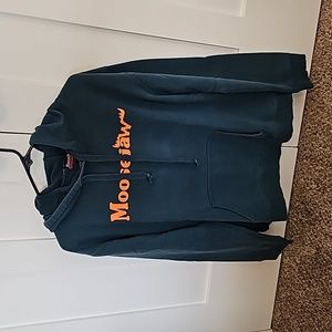 Moosejaw hoodie gree with orange print Medium